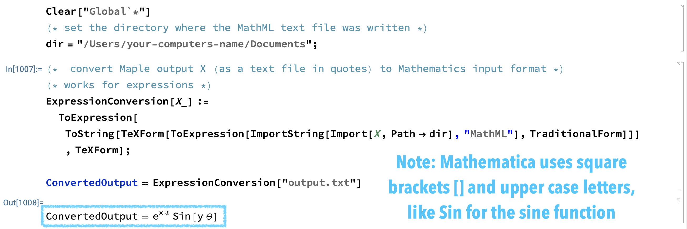 A Conversion of Maple Output (an expression) to Mathematica Input (an expression)